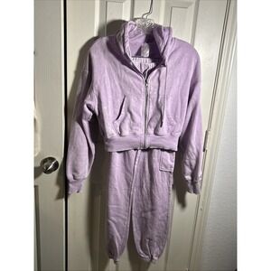 Women's No Boundaries Purple Fleece Zip Up Hoodie and Cargo Pants‎ Set size S